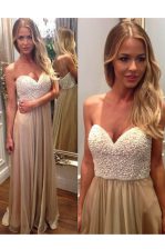  Sleeveless Beading and Ruching Zipper Prom Dresses