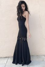 Pretty Mermaid Elastic Woven Satin Sleeveless Floor Length and Ruching