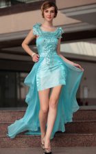 Fantastic Scoop Chiffon Sleeveless High Low Homecoming Dress and Beading and Sequins