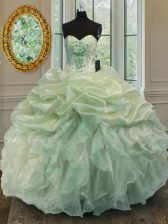 Modern Sweetheart Sleeveless Lace Up Sweet 16 Quinceanera Dress Green Organza