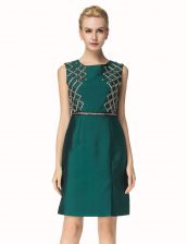 Flare Dark Green Bateau Zipper Beading Evening Dress Sleeveless