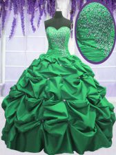  Pick Ups Floor Length Ball Gowns Sleeveless Green 15th Birthday Dress Lace Up