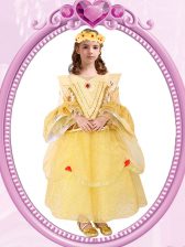  Gold Scoop Zipper Beading and Sequins Flower Girl Dress Long Sleeves