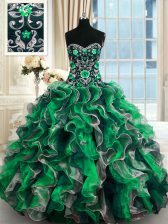 Glorious Multi-color Sweetheart Lace Up Beading and Ruffles Sweet 16 Dress Sleeveless