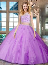 Pretty Scoop Sleeveless Beading and Ruffles Backless Quinceanera Dresses