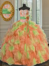  Floor Length Ball Gowns Sleeveless Multi-color Quince Ball Gowns Lace Up