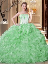  Green Sleeveless Organza Lace Up Quinceanera Dress for Military Ball and Sweet 16 and Quinceanera