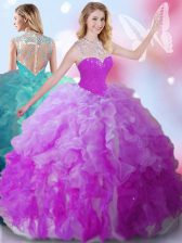 Multi-color Ball Gowns Beading Quinceanera Dresses Zipper Tulle Sleeveless Floor Length