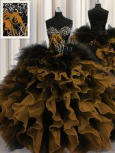  Ball Gowns Sweet 16 Dresses Multi-color Sweetheart Organza and Tulle Sleeveless Floor Length Lace Up