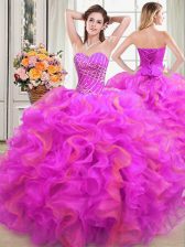  Multi-color Sweetheart Lace Up Beading and Ruffles Sweet 16 Quinceanera Dress Sleeveless