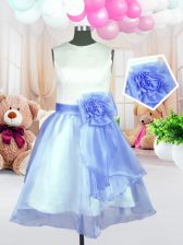  Ball Gowns Little Girl Pageant Gowns Baby Blue Scoop Organza Sleeveless Knee Length Zipper