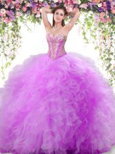 Glamorous Tulle Sleeveless Floor Length Vestidos de Quinceanera and Beading and Ruffles
