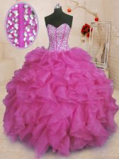 Dynamic Sleeveless Lace Up Floor Length Beading and Ruffles Quinceanera Gowns