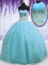 Inexpensive Baby Blue Sleeveless Organza Zipper Sweet 16 Dress for Military Ball and Sweet 16 and Quinceanera