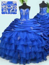 Sexy Sleeveless Court Train Lace Up With Train Beading and Ruffled Layers and Pick Ups Quinceanera Dress