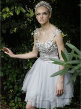  Sleeveless Beading and Ruffles Backless 