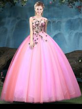 Shining Sleeveless Appliques Lace Up Vestidos de Quinceanera