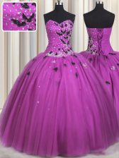  Tulle Sleeveless Floor Length Ball Gown Prom Dress and Beading and Appliques