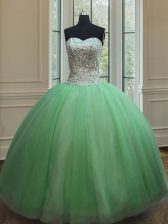 Most Popular Lace Up Sweetheart Beading Sweet 16 Dress Tulle Sleeveless