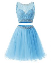 Fantastic Mini Length Baby Blue Sweetheart Sleeveless Side Zipper