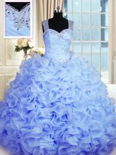 Edgy Sleeveless Zipper Floor Length Beading and Ruffles Sweet 16 Quinceanera Dress