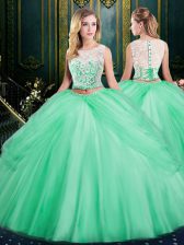 Best Pick Ups Floor Length Apple Green Quinceanera Gowns Scoop Sleeveless Zipper