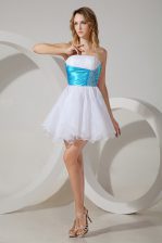 Dazzling Organza Strapless Sleeveless Zipper Beading Quinceanera Court of Honor Dress in White