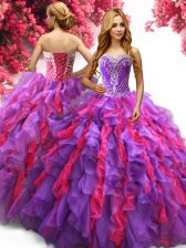 Delicate Multi-color Sleeveless Organza Lace Up Sweet 16 Dress for Military Ball and Sweet 16 and Quinceanera