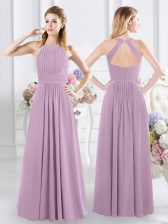 New Arrival Halter Top Floor Length Empire Sleeveless Lavender Dama Dress Zipper
