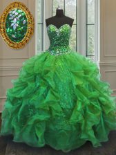  Sleeveless Lace Up Floor Length Beading and Ruffles Sweet 16 Dresses