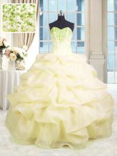 Attractive Organza Sleeveless Floor Length Quinceanera Gown and Beading and Ruffles
