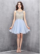  Scoop Chiffon Sleeveless Mini Length Prom Party Dress and Beading and Sequins