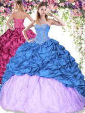Dynamic Multi-color Sleeveless Floor Length Pick Ups Lace Up Sweet 16 Quinceanera Dress