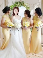 Smart One Shoulder Satin Sleeveless Floor Length Prom Party Dress and Lace and Belt