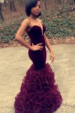 Elegant Floor Length Mermaid Sleeveless Purple Prom Dresses Zipper