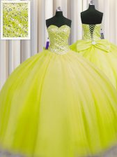 Free and Easy Really Puffy Sweetheart Sleeveless Tulle Quinceanera Gowns Beading Lace Up