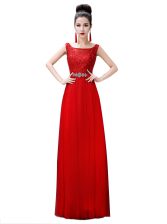 Spectacular Bateau Sleeveless Chiffon Prom Dress Beading and Lace Zipper