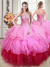 Spectacular Sequins Sweetheart Sleeveless Lace Up Sweet 16 Quinceanera Dress Multi-color Organza