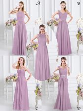 Exquisite Lavender Cap Sleeves Chiffon Zipper Quinceanera Dama Dress for Prom and Party and Wedding Party