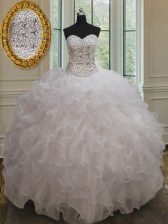  Organza Sleeveless Floor Length 15th Birthday Dress and Beading and Ruffles