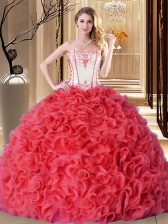  Sleeveless Embroidery and Ruffles Lace Up 15th Birthday Dress