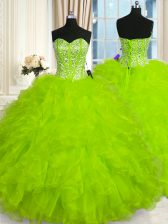  Sweetheart Neckline Beading and Ruffles Sweet 16 Dresses Sleeveless Lace Up
