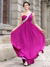  One Shoulder Sleeveless Beading Zipper Prom Gown