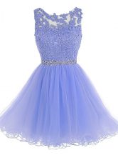  Scoop Sleeveless Chiffon Homecoming Dress Beading and Lace Zipper