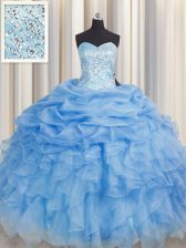 Glamorous Sleeveless Beading and Ruffles Lace Up Quinceanera Gowns