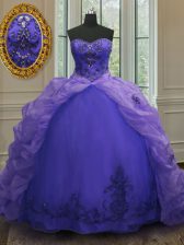 Elegant Multi-color Ball Gowns Organza Sweetheart Sleeveless Beading and Appliques and Pick Ups With Train Lace Up Sweet 16 Dresses Court Train