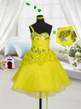  Sweetheart Sleeveless Lace Up Girls Pageant Dresses Yellow Organza