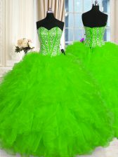 Cute Sweetheart Sleeveless Lace Up Ball Gown Prom Dress Organza