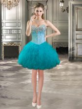  Sleeveless Beading and Ruffles Lace Up 