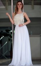  Sleeveless Zipper Floor Length Beading Prom Dresses